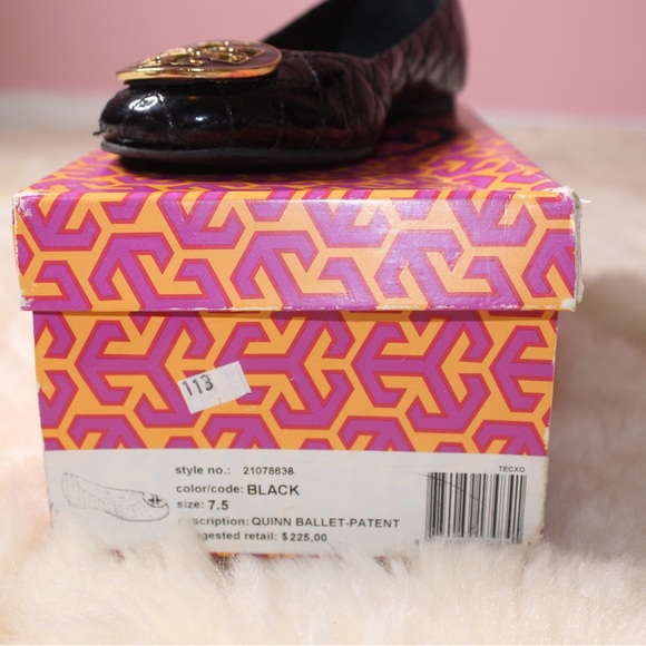 Tory Burch Quinn Ballet Quilted Patent Leather Flats Sz 7.5 - Picture 6 of 6